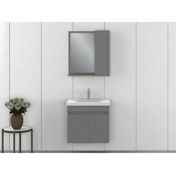 Set mobilier de baie (2 piese), Hanah Home, Amore 65, Gri Mat