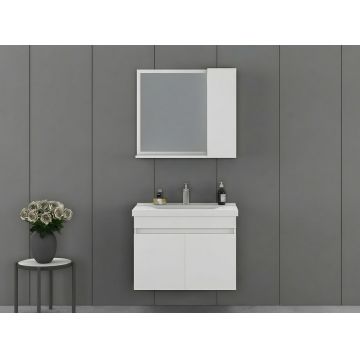 Set mobilier de baie (2 piese), Hanah Home, Amore 80, Alb mat