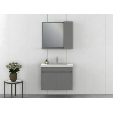 Set mobilier de baie (2 piese), Hanah Home, Amore 80, Gri Mat