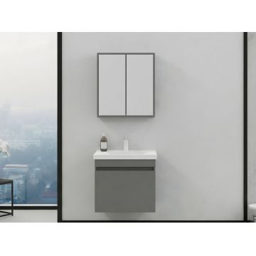 Set mobilier de baie (2 piese), Hanah Home, Bellezza 65, Gri Mat
