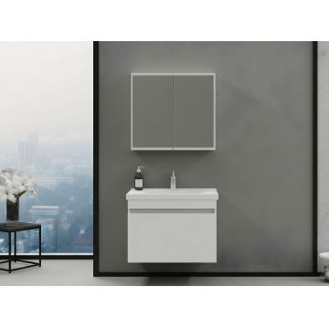 Set mobilier de baie (2 piese), Hanah Home, Bellezza 80, Alb mat