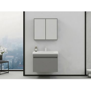 Set mobilier de baie (2 piese), Hanah Home, Bellezza 80, Gri Mat