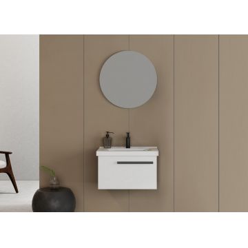 Set mobilier de baie (2 piese), Hanah Home, Bulu 65, Alb mat