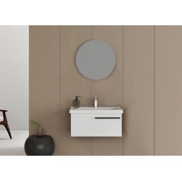 Set mobilier de baie (2 piese), Hanah Home, Bulu 80, Alb mat