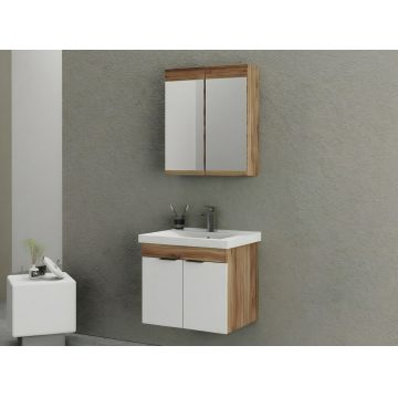 Set mobilier de baie (2 piese), Hanah Home, Carıno 65, Pin / Alb Mat