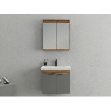 Set mobilier de baie (2 piese), Hanah Home, Carıno 65, Pin / Gri mat