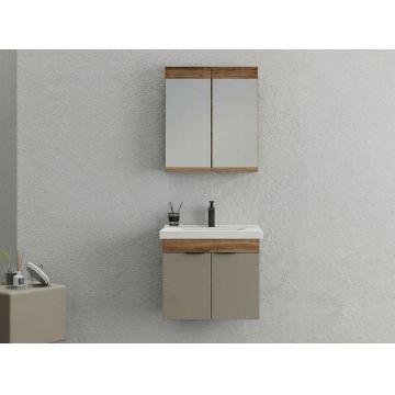 Set mobilier de baie (2 piese), Hanah Home, Carıno 65, Pin / Latte