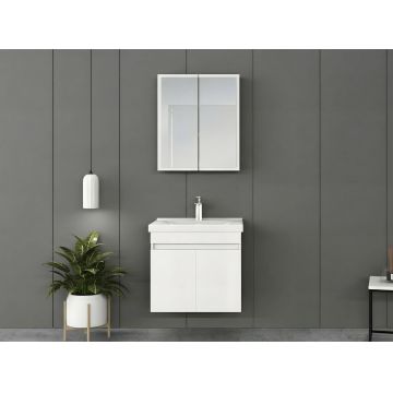 Set mobilier de baie (2 piese), Hanah Home, Foresta 65, Alb mat