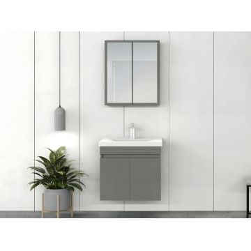Set mobilier de baie (2 piese), Hanah Home, Foresta 65, Gri Mat