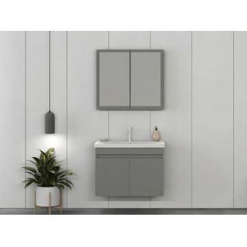 Set mobilier de baie (2 piese), Hanah Home, Foresta 80, Gri Mat