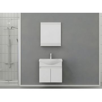 Set mobilier de baie (2 piese), Hanah Home, Mare 65, Alb mat