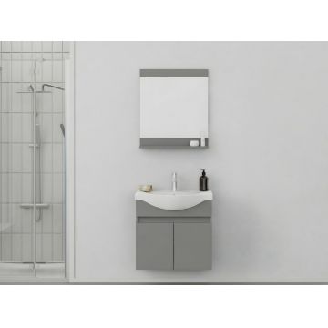Set mobilier de baie (2 piese), Hanah Home, Mare 65, Gri Mat