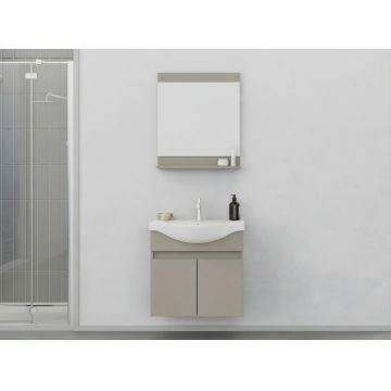 Set mobilier de baie (2 piese), Hanah Home, Mare 65, Latte