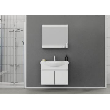 Set mobilier de baie (2 piese), Hanah Home, Mare 80, Alb mat