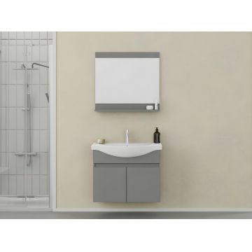 Set mobilier de baie (2 piese), Hanah Home, Mare 80, Gri Mat