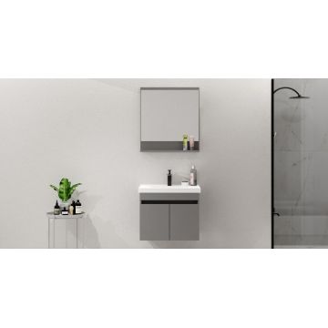 Set mobilier de baie (2 piese), Hanah Home, Pace 65, Gri Mat