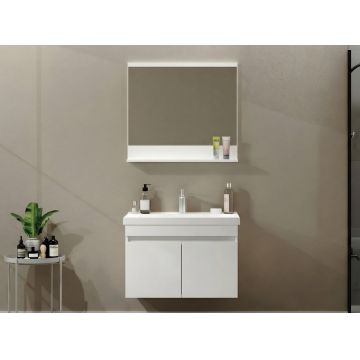 Set mobilier de baie (2 piese), Hanah Home, Pace 80, Alb mat
