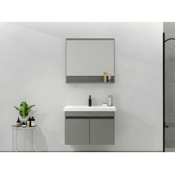 Set mobilier de baie (2 piese), Hanah Home, Pace 80, Gri Mat