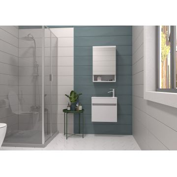 Set mobilier de baie (2 piese), Hanah Home, Pıccolo 50, Alb mat