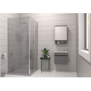 Set mobilier de baie (2 piese), Hanah Home, Pıccolo 50, Gri Mat