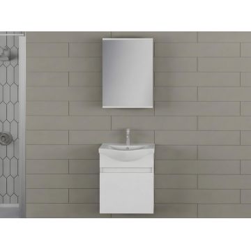 Set mobilier de baie (2 piese), Hanah Home, Sole 55, Alb mat