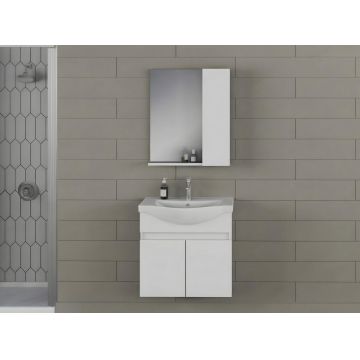 Set mobilier de baie (2 piese), Hanah Home, Sole 65, Alb mat