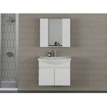 Set mobilier de baie (2 piese), Hanah Home, Sole 80, Alb mat