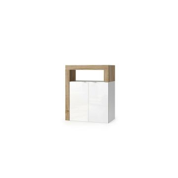 Dulap baie alb/maro LC Mobili Italia Hamburg 64x78 cm 2 usi