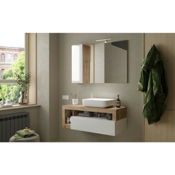 Dulap cu oglinda alb/maro LC Mobili Italia Hamburg 110x75 cm