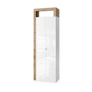 Dulap tip coloana alb/maro LC Mobili Italia Hamburg 188x65 cm 2 usi