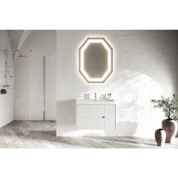 Set dulap baza alb mat si lavoar Savini Due Portofino 80 cm