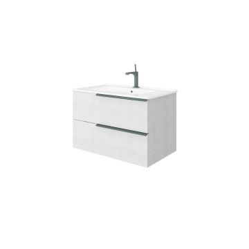 Set dulap baza alb si lavoar Savini Due Oikos Alaska 80 cm