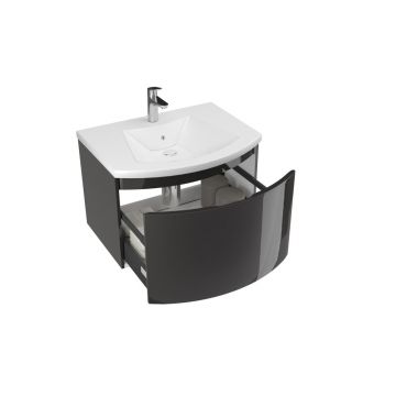 Set dulap baza gri inchis si lavoar Savini Due Sole 60 cm