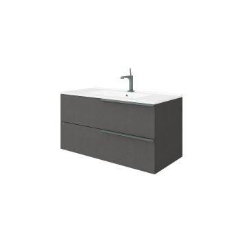 Set dulap baza gri si lavoar Savini Due Oikos Lino 100 cm