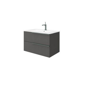 Set dulap baza gri si lavoar Savini Due Oikos Lino 80 cm
