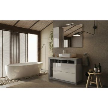 Set dulap baza si lavoar pe pardoseala alb/gri LC Mobili Italia Hamburg 110x79x49 cm