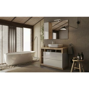 Set dulap baza si lavoar pe pardoseala alb/maro LC Mobili Italia Hamburg 110x79x49 cm