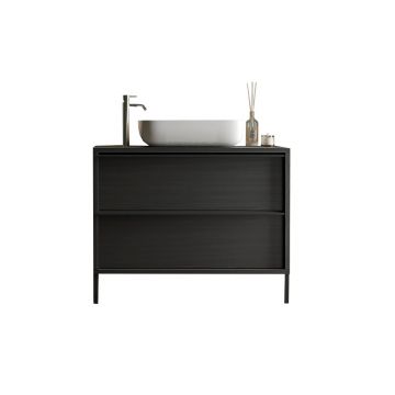 Set dulap baza si lavoar pe pardoseala negru LC Mobili Italia Steel 92x78x43 cm