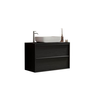 Set dulap baza si lavoar suspendat negru LC Mobili Italia Steel 79x64x43 cm
