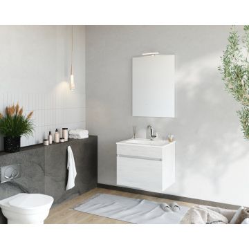 Set dulap baza stejar alb si lavoar Crea Bagno Bogota 60 cm