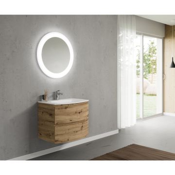 Set dulap baza stejar auriu Savini Due Armonia 70 cm si lavoar