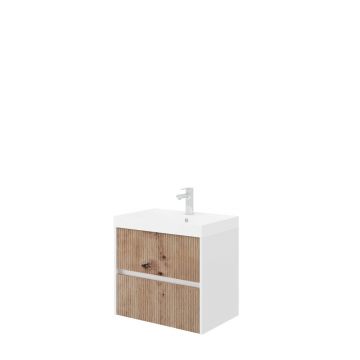 Set dulap baza stejar auriu si lavoar Savini Due Portofino 60 cm