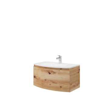 Set dulap baza stejar auriu si lavoar Savini Due Sole 80 cm