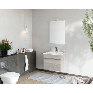 Set dulap baza stejar gri si lavoar Savini Due Crea Bagno Bogota 60 cm