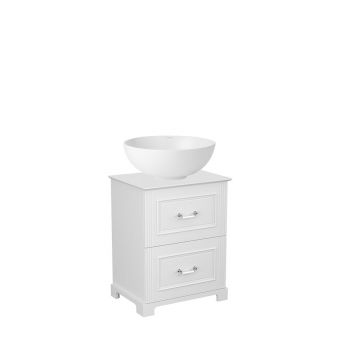 Set dulap pe pardoseala alb Krofam Oxford 60 cm, blat alb Krofam Oxford 60 cm si lavoar