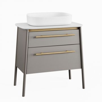 Set dulap pe pardoseala gri Krofam Dukla 78 cm, lavoar pe blat Krofam Dukla 55 cm