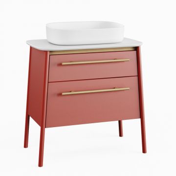 Set dulap pe pardoseala terracotta Krofam Dukla 78 cm, lavoar pe blat Krofam Dukla 55 cm