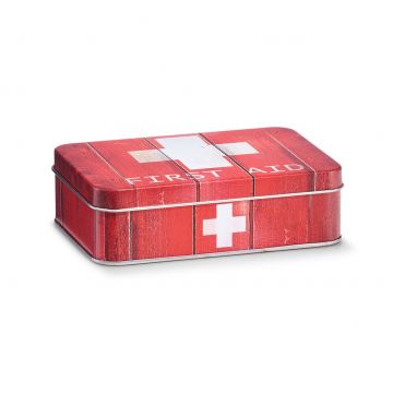 Cutie pentru depozitarea medicamentelor, First Aid, Metal Red, l14xA10,1xH4,2 cm