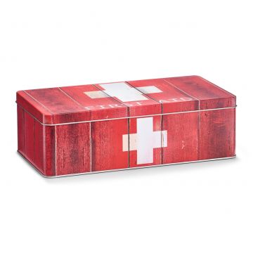 Cutie pentru depozitarea medicamentelor, First Aid, Metal Red, l26,2xA13,8xH8,2 cm