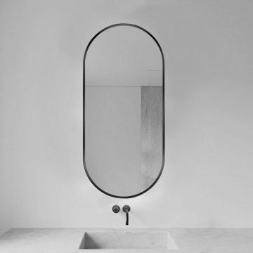 Oglinda ovala 70 cm Rea rama metalica neagra KLMR-3570